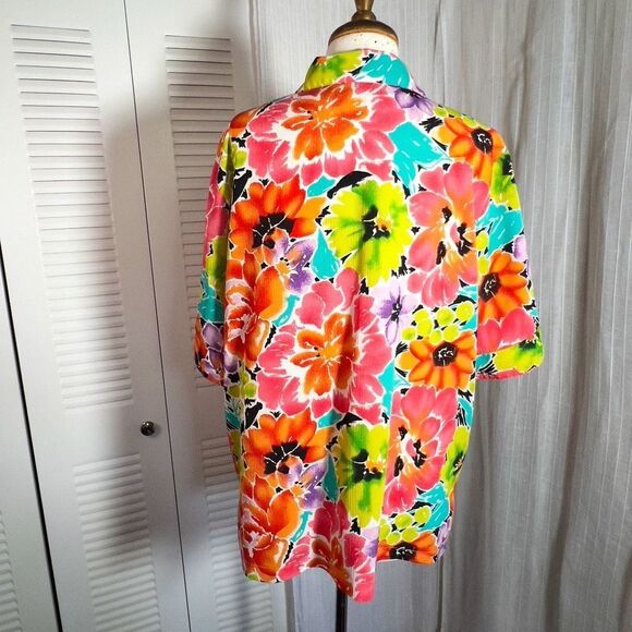 Nikki | Women’s | Blouses | L | Vintage Tropical Colorful Button Down Collared T - Picture 4 of 5